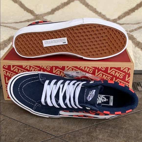 VANS SK8-Hi Pro CHECKERBOARD NAVY/ORANGE MEN’s - Picture 3 of 16